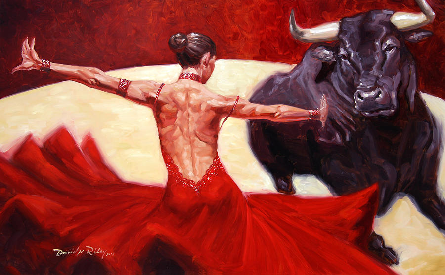 Bull Painting - Muleta by David Riley