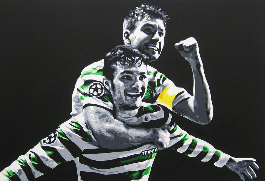 Mulgrew And Watt - Glasgow Celtic Fc Painting by Geo Thomson