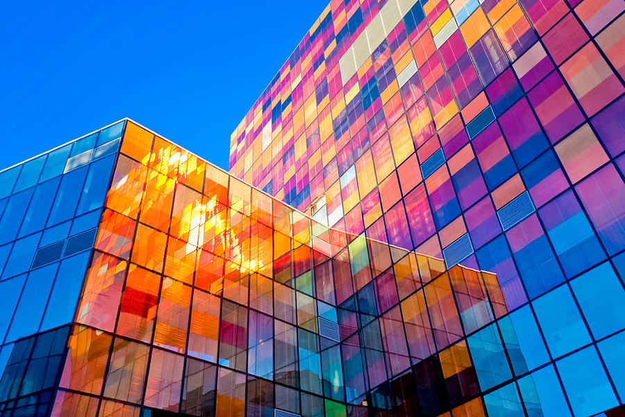 Multi-colored glass wall Photograph by Fototrav