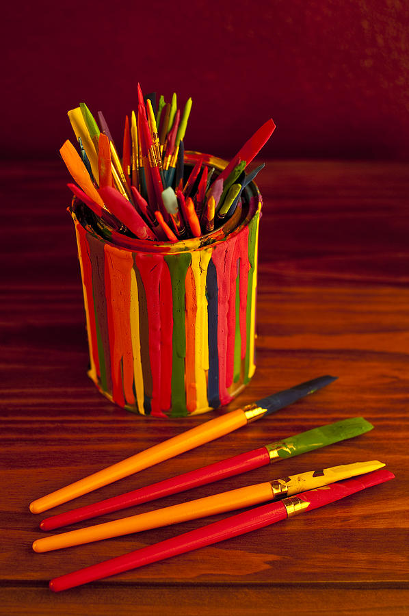 Multi colored paint brushes Photograph by Jim Corwin