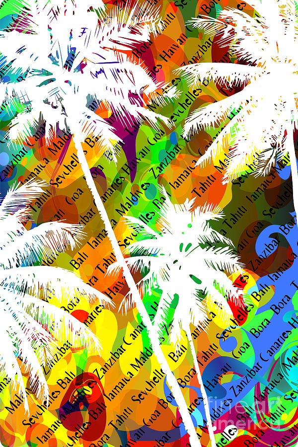 Multicolor Abstract Tropical Background Digital Art by Yulianas