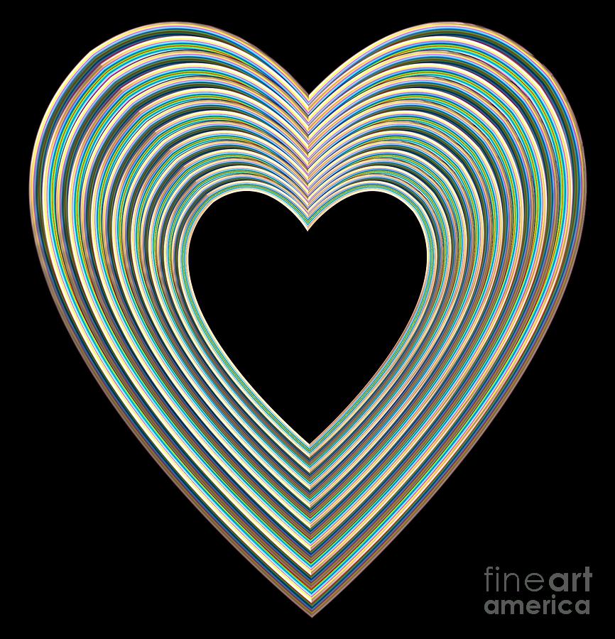Multicolored Rainbow Heart on Black Digital Art by Rose Santuci-Sofranko