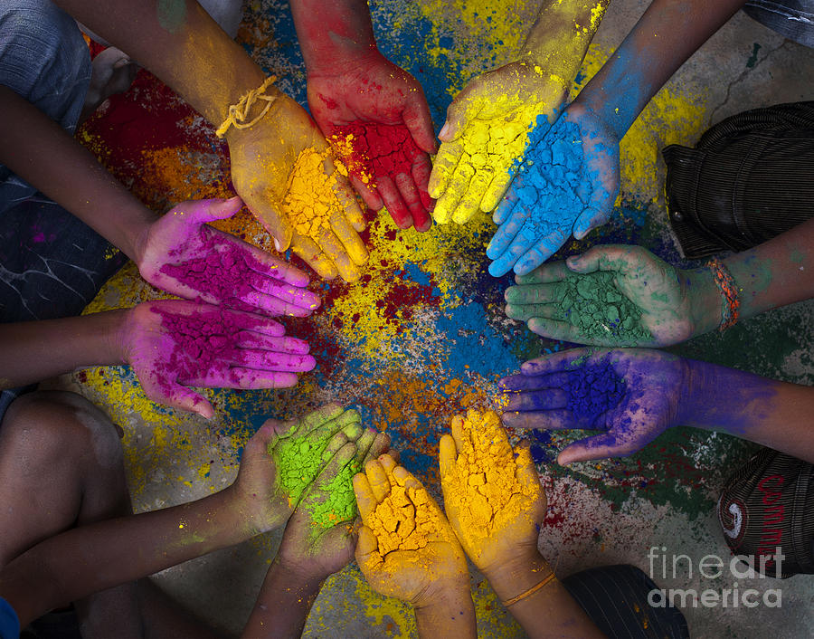 Pattern Photograph - Multicoloured Hands by Tim Gainey
