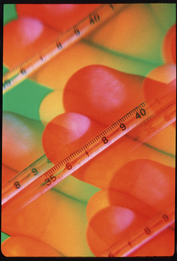 Still Life Photograph - Multiple Exposure Image Of A Clinical Thermometer by Tony Craddock/science Photo Library