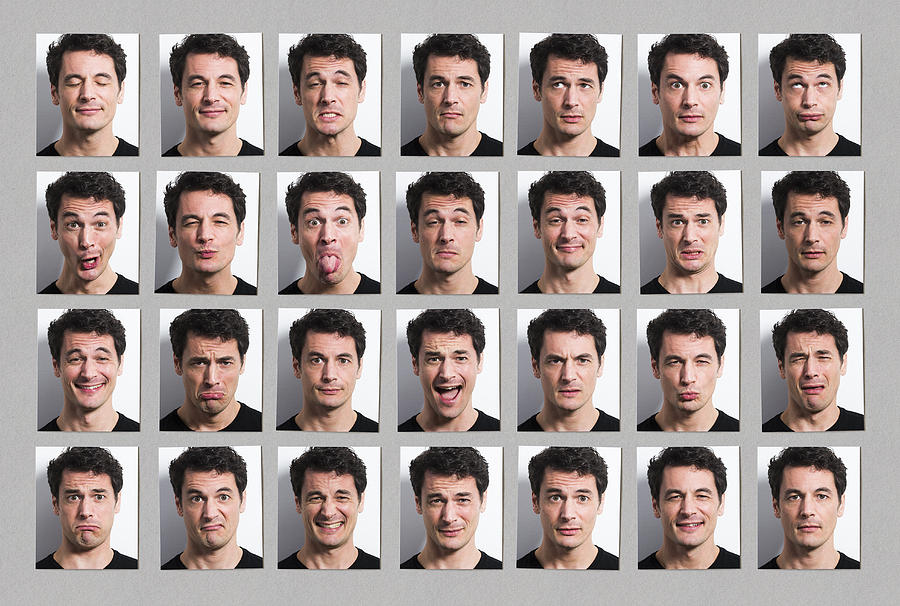 Multiple portraits of mans face, many expressions Photograph by Dimitri Otis
