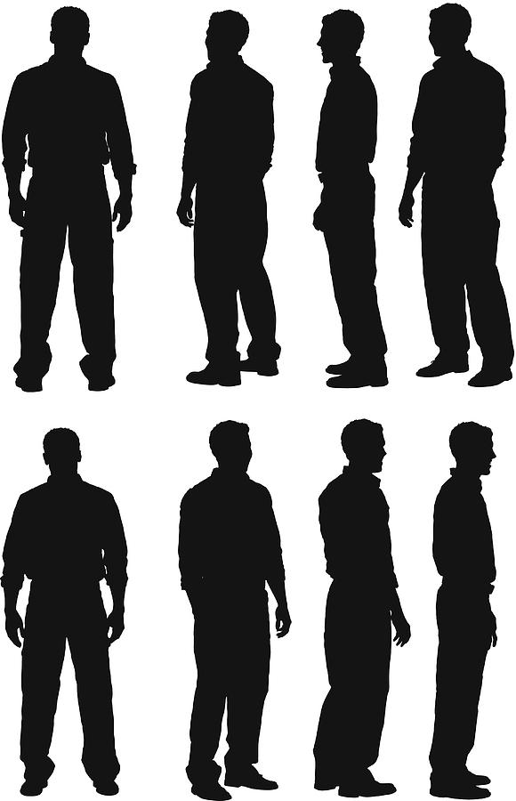 Multiple silhouette of men standing Drawing by 4x6
