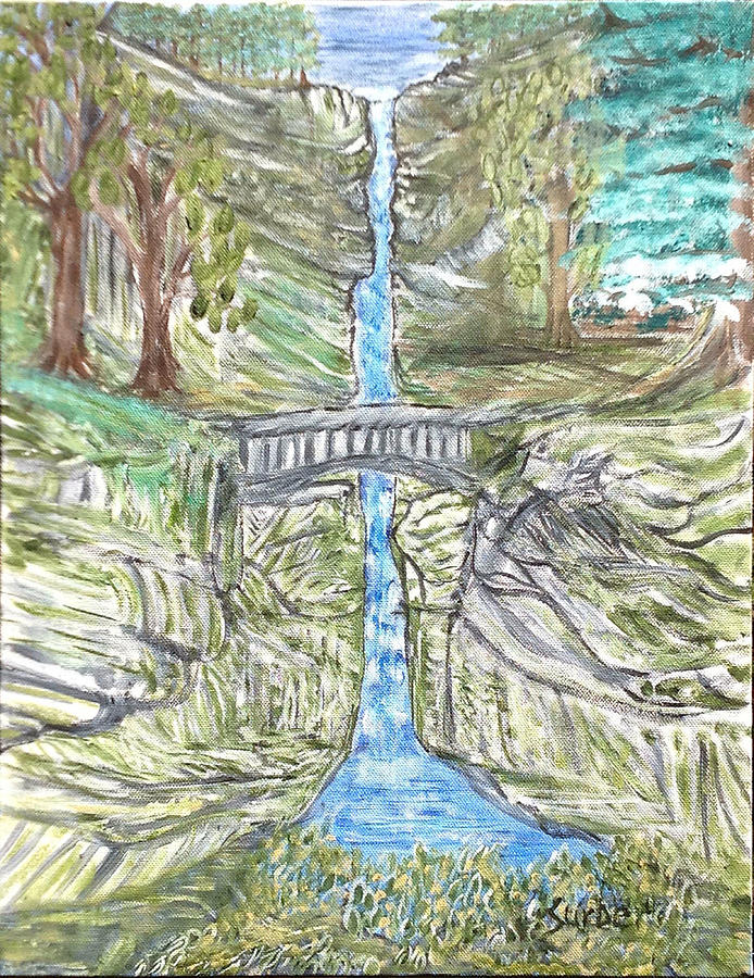 Multnomah Falls Painting by Suzanne Surber