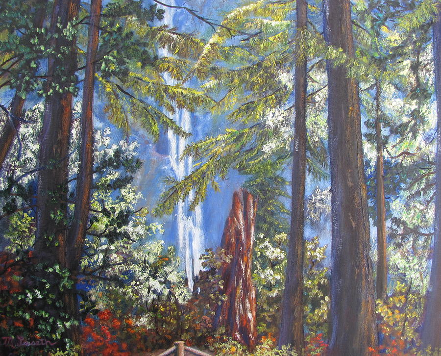 Tree Painting - Multnomah Falls Trail by Mary  Leiseth