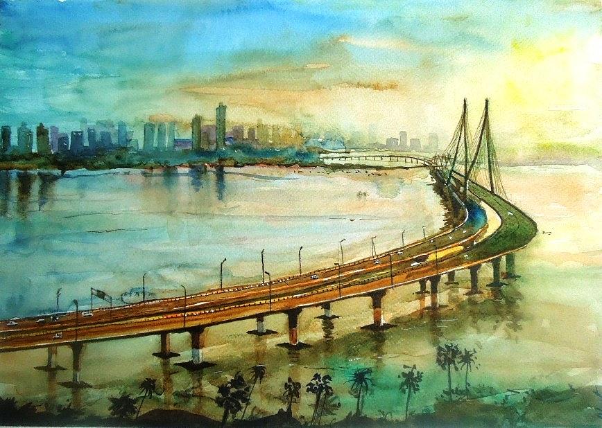 Mumbai Sea Link Painting by Chetan Agrawal