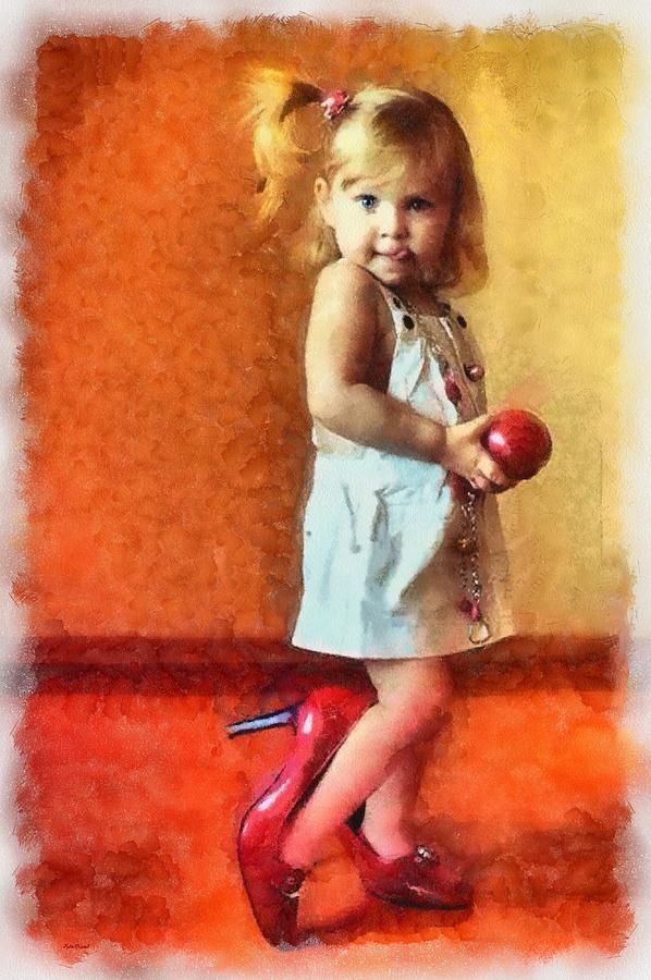 Apple Painting - Mumies Red Shoes by Patrick OHare