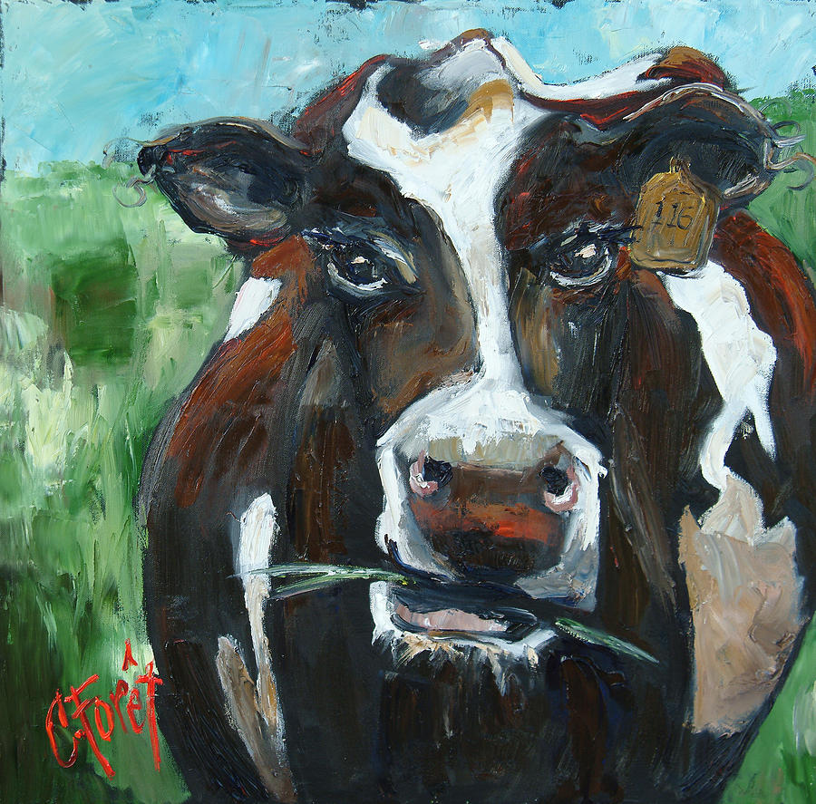 Munchy Moo Painting by Carole Foret