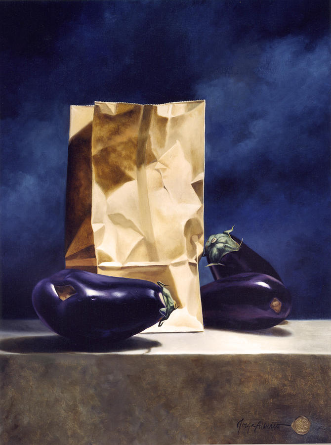 Paper Bag Painting - Mundos opuestos by Jorge  Alberto Gonzalez
