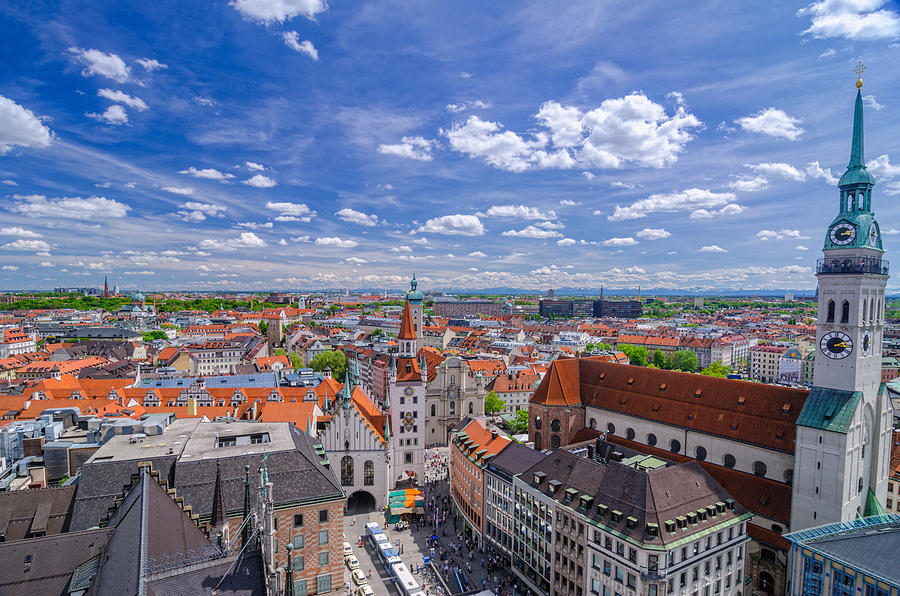 Munich Skyline and Alps Photograph by Sack