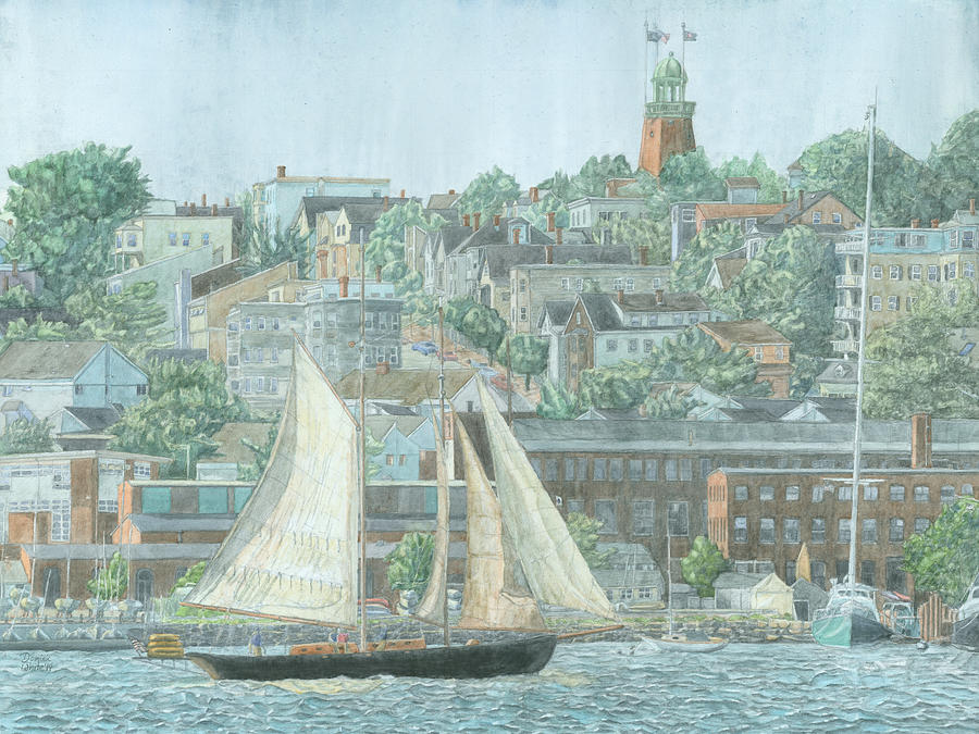 Boat Drawing - Munjoy Hill by Dominic White