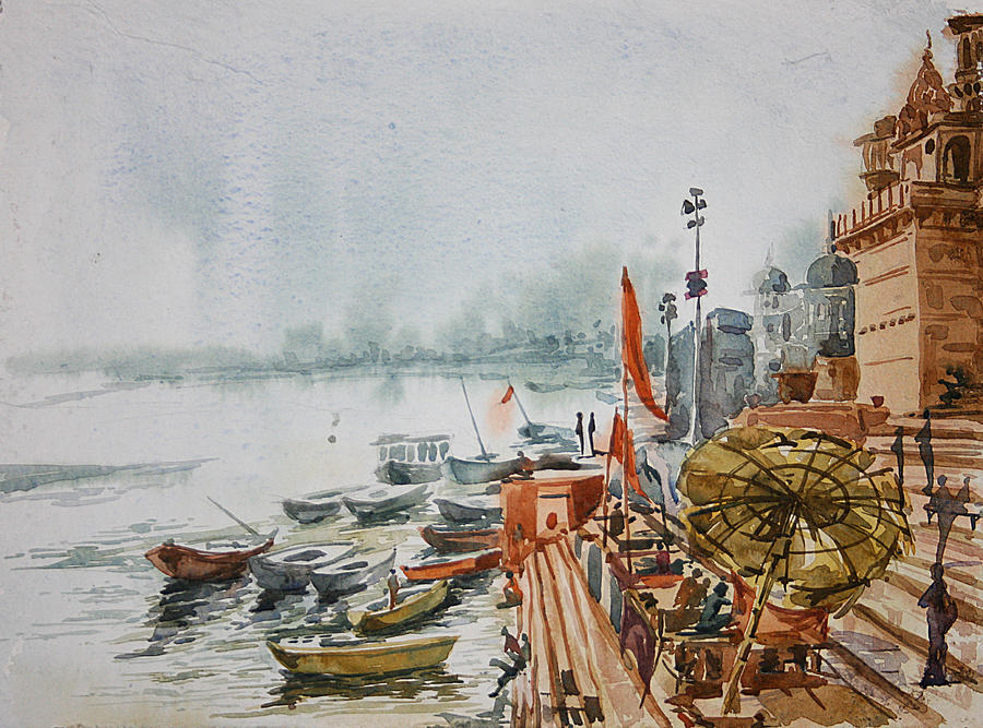 Ghats of Varanasi Drawing by Shivpujan Prasad  Fine Art America
