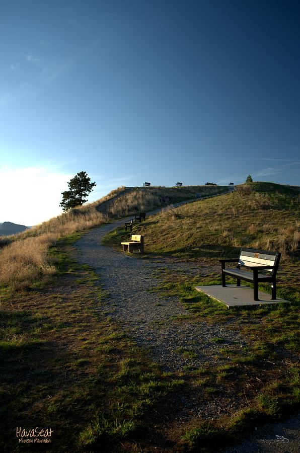 Munson Mountain Benches 4-18-2014  Photograph by Guy Hoffman
