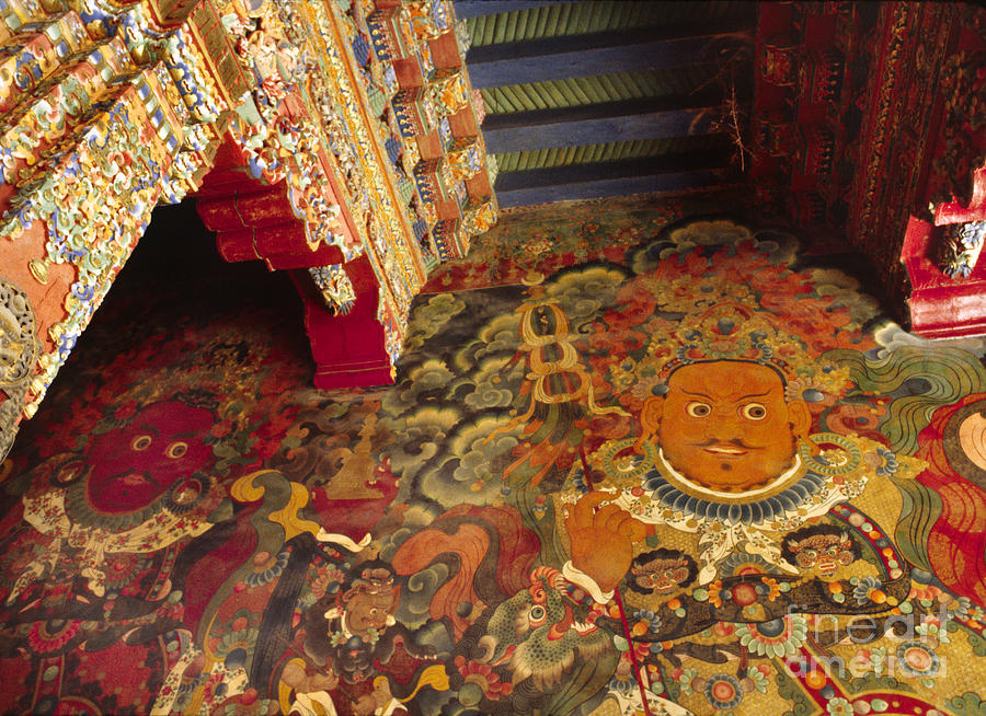 Mural of Gaurdian of the North - Potala Palace Tibet Photograph by Craig Lovell