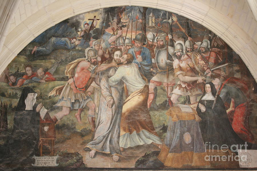 Romanesque Photograph - Mural Painting Abbey Fontevraud by Christiane Schulze Art And Photography