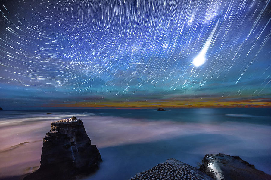 Muriwai Startrails Photograph by Mike Mackinven