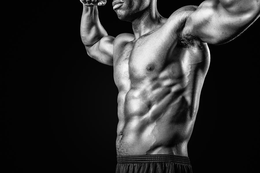 Muscular African American Man In Black and White Photograph by MichaelSvoboda