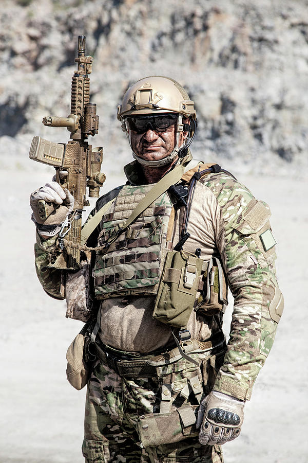 Muscular Soldier In Field Uniform Photograph by Oleg Zabielin