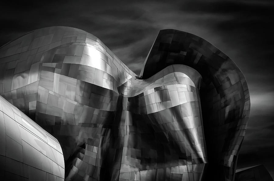Black And White Photograph - Museum Of Pop Culture, Seattle by Gary E. Karcz