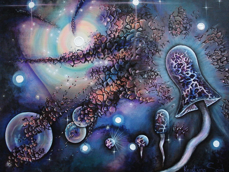 Mushroom Evolution Painting by Krystyna Spink