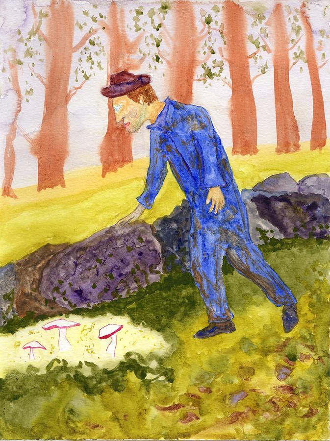 Mushroom Hunting Man Painting by Jim Taylor