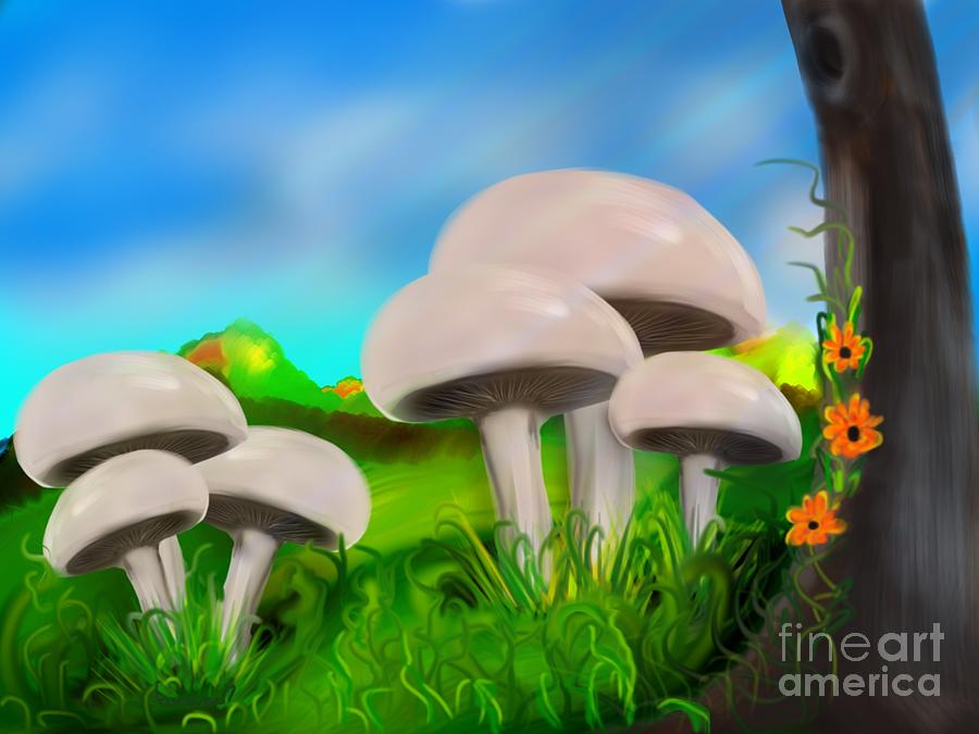 Mushroom Land Digital Art by Christine Fournier