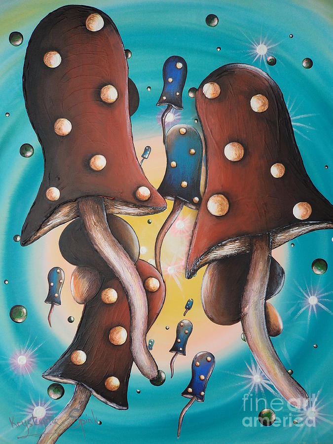 Mushroom Migration Painting by Krystyna Spink