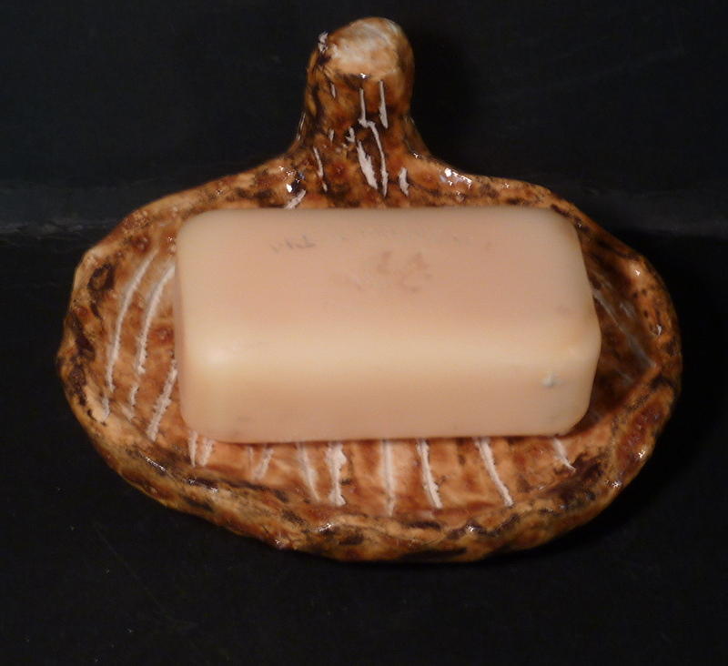 Bowl Sculpture - Mushroom Soap Dish handmade from a lump of clay Scraffitco method by Debbie Limoli