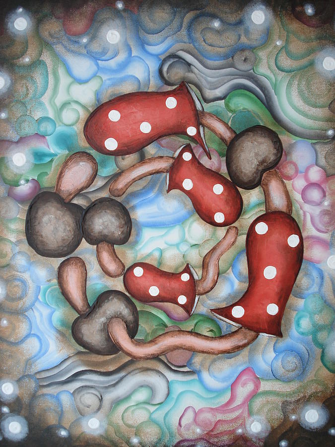 Mushroom stirfry Painting by Krystyna Spink