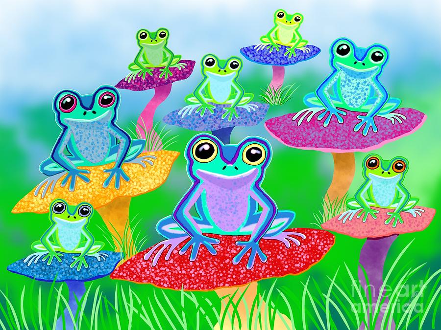 Mushroom Valley Frogs Digital Art by Nick Gustafson