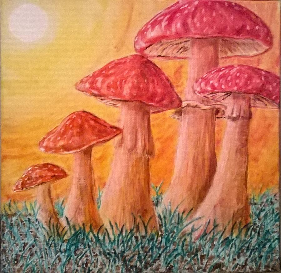 Mushroom Painting - Mushrooms by John Fierro