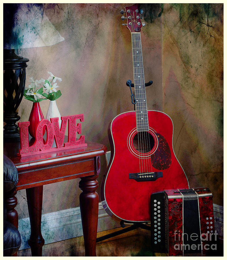 Music Photograph - Music Corner - Guitar -  Accordion by Barbara A Griffin