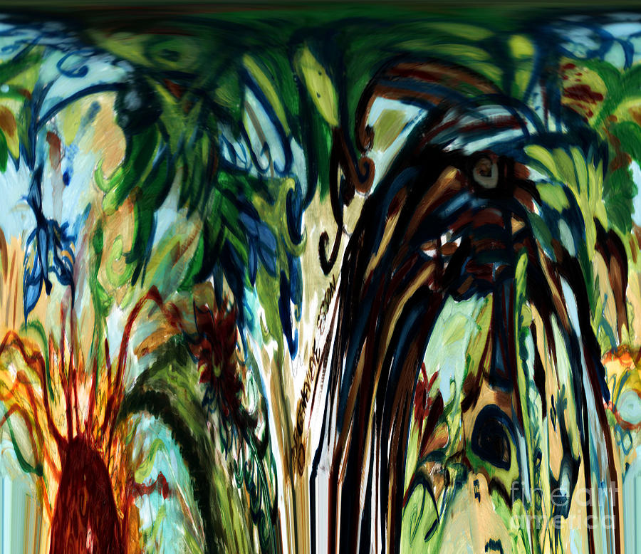 Music In Bird Of Tree Drip Painting Digital Art by Genevieve Esson
