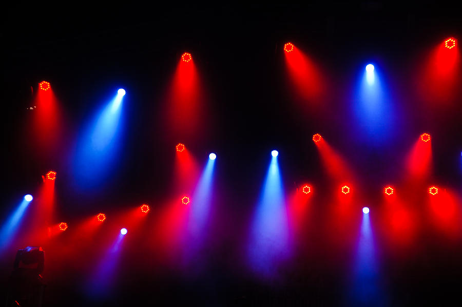 Music in Red and Blue - the Wonderful Sound of Nightlife Photograph by Georgia Mizuleva