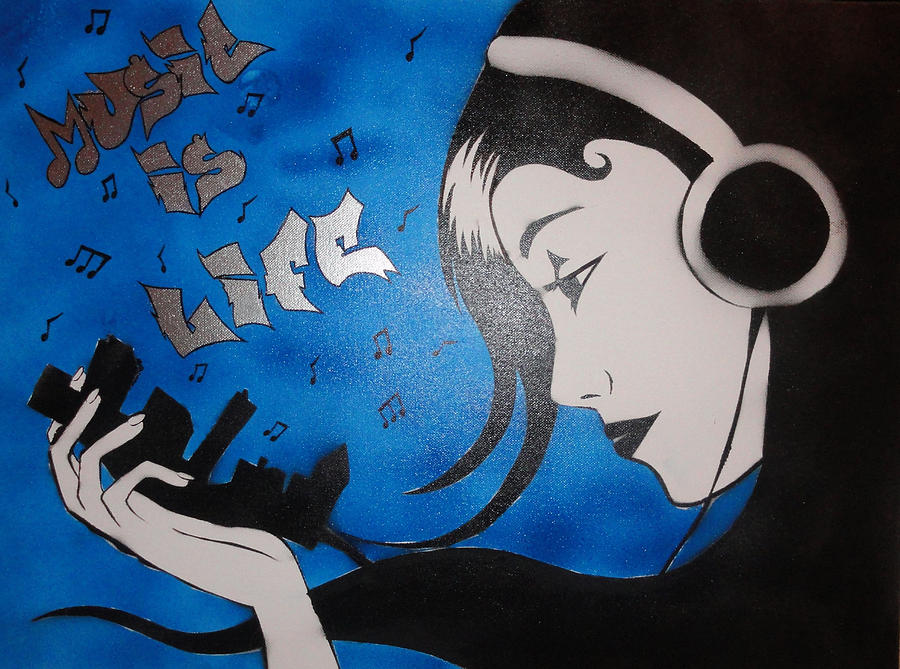Music Painting - Music is Life by Katie Tkachuk