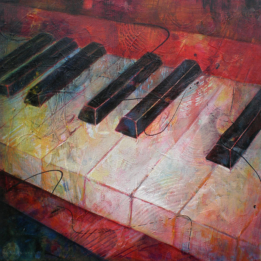 Musical Instrument Painting - Music is the Key - Painting of a Keyboard by Susanne Clark