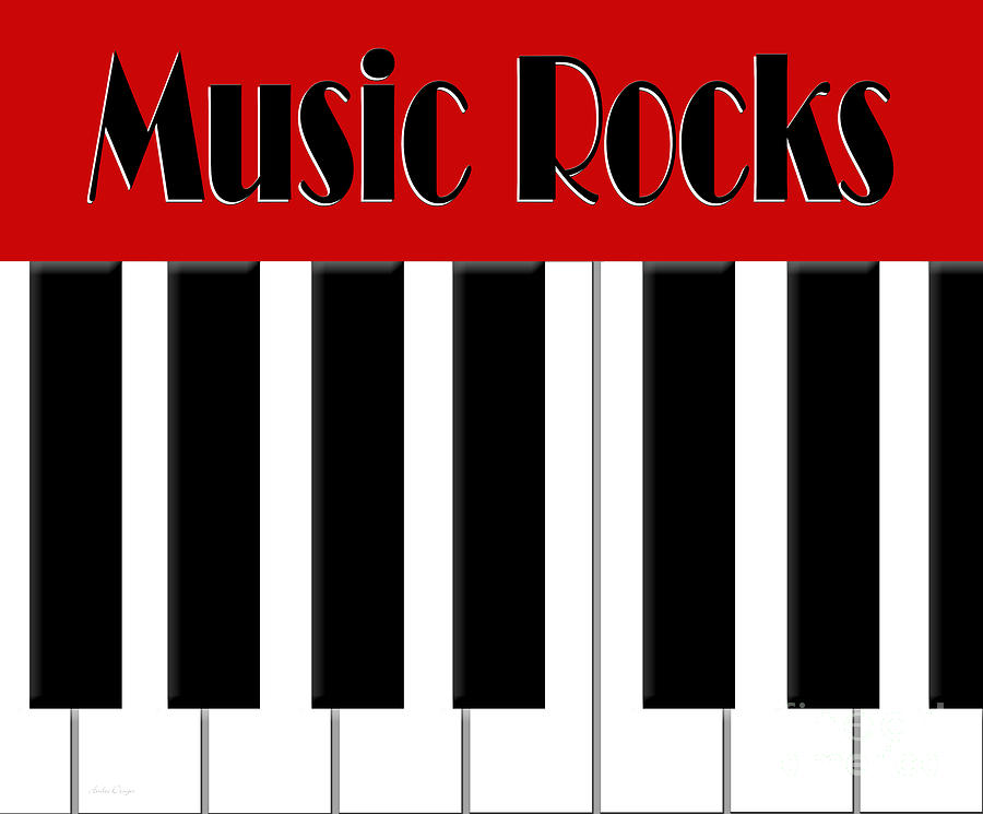 Music Rocks In Red Digital Art by Andee Design