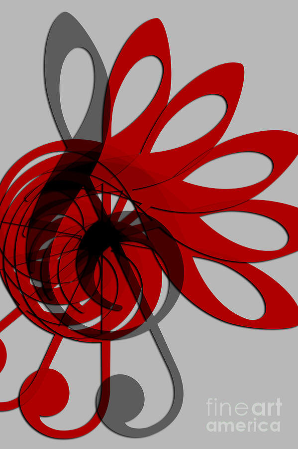  Music Treble Clef Abstract In Gray Red And Black Digital 