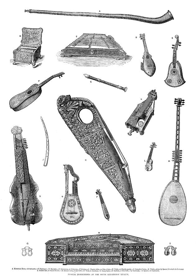 Musical Instruments, 1870 Painting by Granger