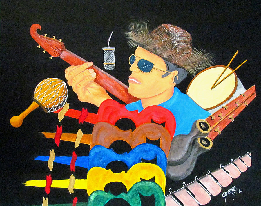 Musical Man Painting by Gloria E Barreto-Rodriguez