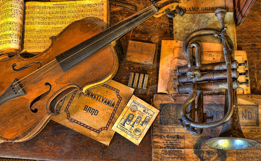 Inspirational Photograph - Musician -  Stradivarius and Trumpet at Rest III by Lee Dos Santos
