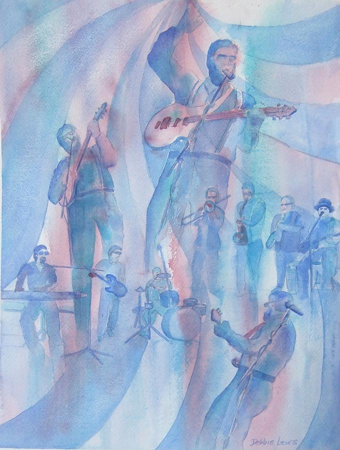 Musician and His Band Painting by Debbie Lewis