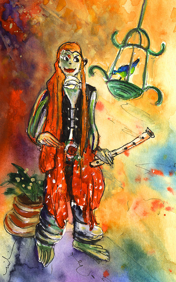 Musician in Crocodile Park in Gran Canaria 02 Painting by Miki De Goodaboom