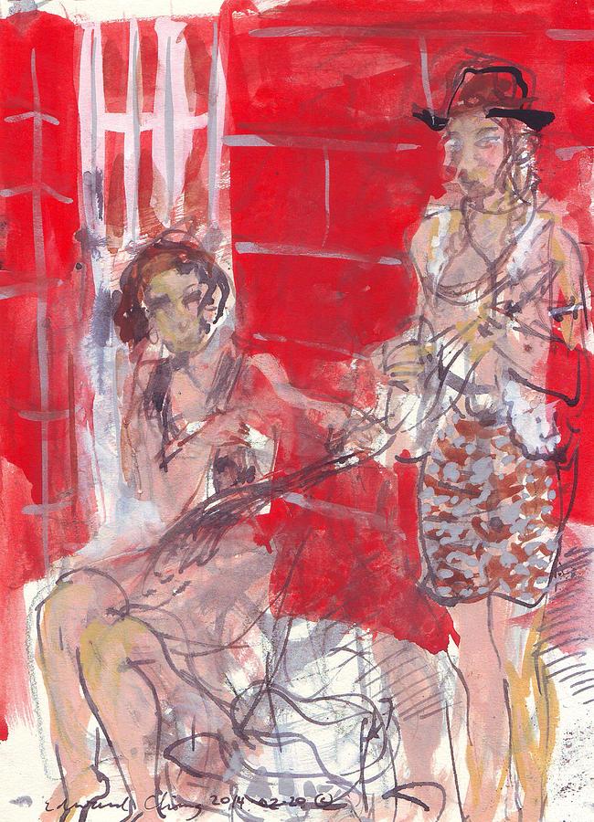 Jackson Drawing - Musicians on Chartres Street I by Edward Ching Jackson Drawing - Musicians on Chartres Street I by Edward Ching
