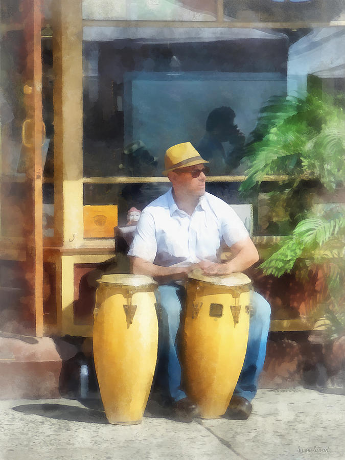 Musicians - Playing Bongo Drums Photograph by Susan Savad