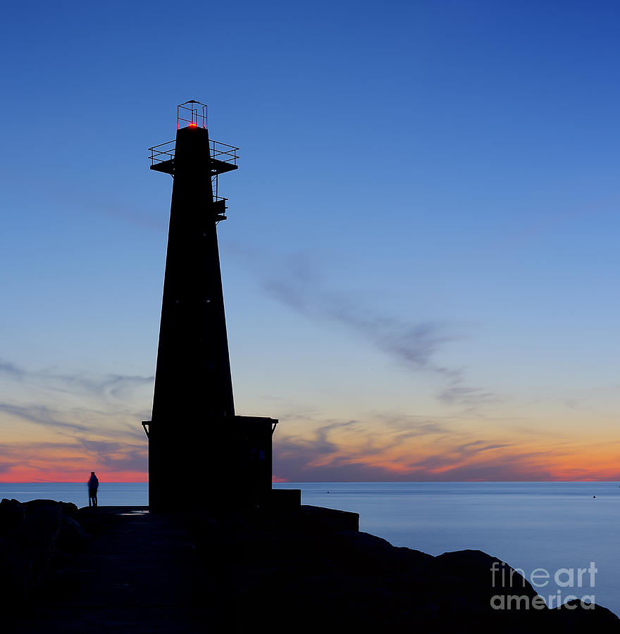Sunset Photograph - Muskegon Lighthouse in Evening by Twenty Two North Photography