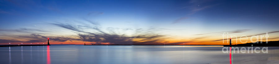 Sunset Photograph - Muskegon Piers after Sunset by Twenty Two North Photography